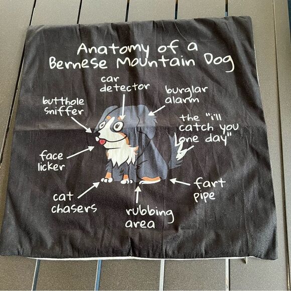 Anatomy of a Bernese Mountain Dog Decorative Pillowcase (New) - Picture 1 of 5